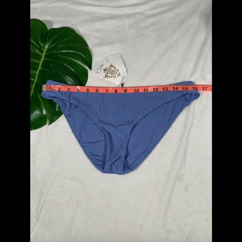 NWT $58‎ Becca Blue MIS Loreto Ribbed Bikini Bottom